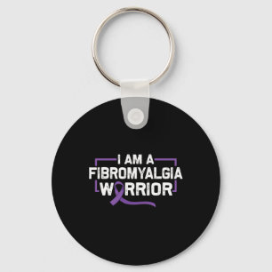 Paarse lintstrijder van fibromyalgie-bewustzijn sleutelhanger