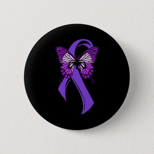 Paarse lintvlinder - fibromyalgie bewustzijn 3 ronde button 5,7 cm (Voorkant)