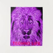 Paarse Lion Blacklight Techno Life Wandkleed (Voorkant)