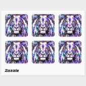Paarse lion Portrait - Lion Sticker Square (Vel)