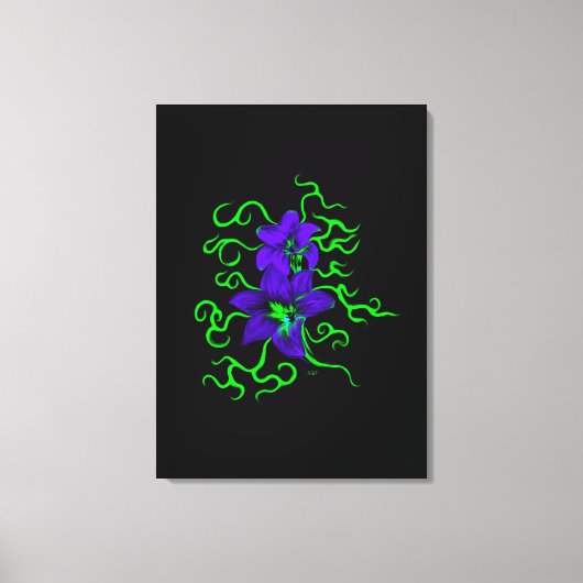 paarse lippenbloem, zwart canvas afdruk (Voorkant)