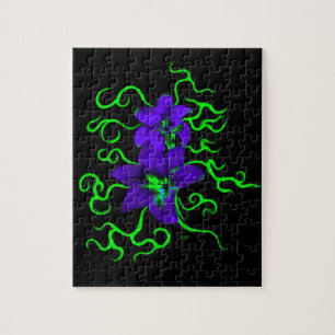paarse lippenbloem, zwart legpuzzel