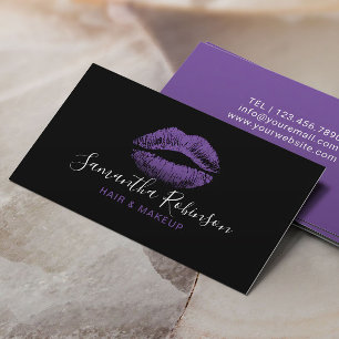 Paarse lips Typografiemanalist Beauty Salon Visitekaartje