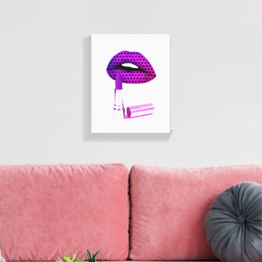 Paarse lipstick canvas afdruk (Insitu (Woonkamer))
