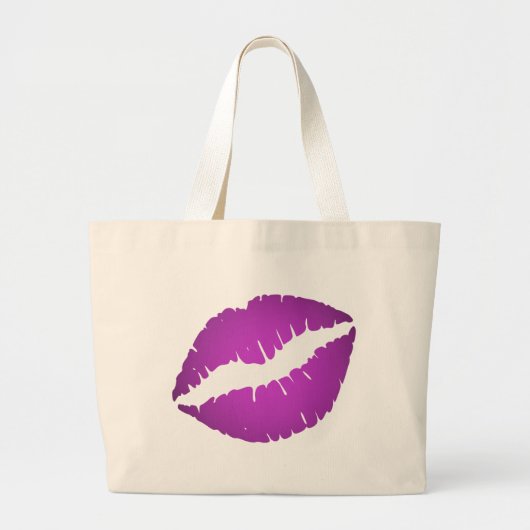 Paarse lipstick grote tote bag (Voorkant)