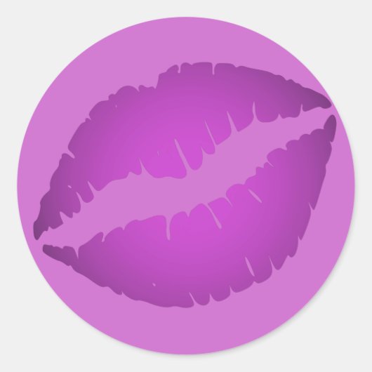Paarse lipstick ronde sticker (Voorkant)