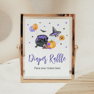 Paarse Little Boo Ghost Baby shower Luier Raffle Poster