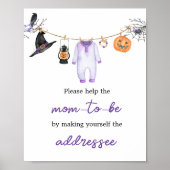 Paarse Little Boo Halloween Envelope Station Poster (Voorkant)