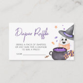 Paarse Little Boo Halloween Luierraffel Informatiekaartje (Voorkant)