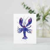 Paarse Lobster Briefkaart (Staand voorkant)