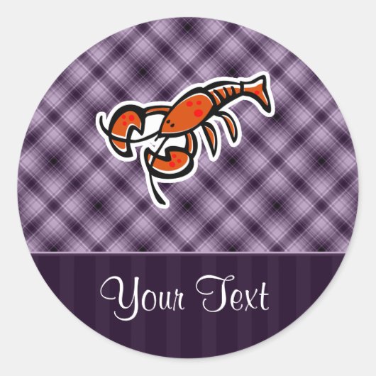 Paarse Lobster Ronde Sticker (Voorkant)
