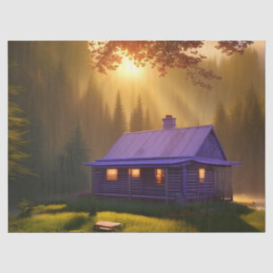 Paarse Log Cabin bij het ruimen overdag Tissuepapier