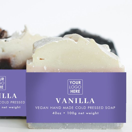 Paarse Logo Soap Belly Band Productlabel Wrap Uitnodigingen Wikkel