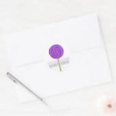 Paarse Lollipop Ronde Sticker (Envelop)