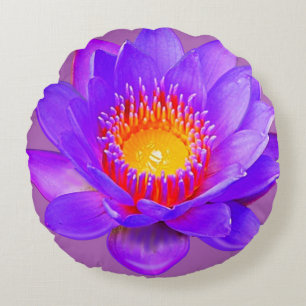 Paarse Lotus Bloem Rond Kussen