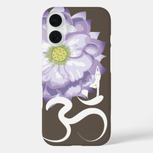 Paarse Lotus Bloem Yoga & Om/Aum Zen Kalligrafie iPhone 16 Hoesje