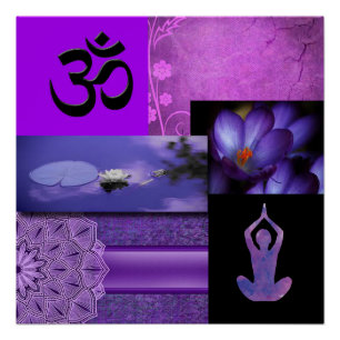 Paarse Lotus & Crown Chakra Meditation Collage Perfect Poster