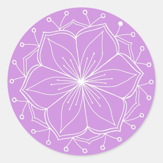 Paarse Lotus Flower Mandala Ronde Sticker (Voorkant)