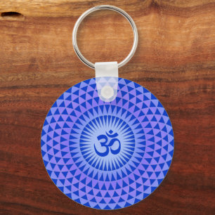 Paarse Lotus flower meditation wiel OM Sleutelhanger