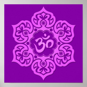 Paarse Lotus Flower Om Poster