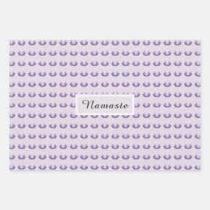 Paarse Lotus Flower Pattern Namaste Inpakpapier Vel
