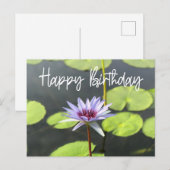 Paarse Lotus in de vijver Happy Birthday Briefkaart (Voorkant / Achterkant)