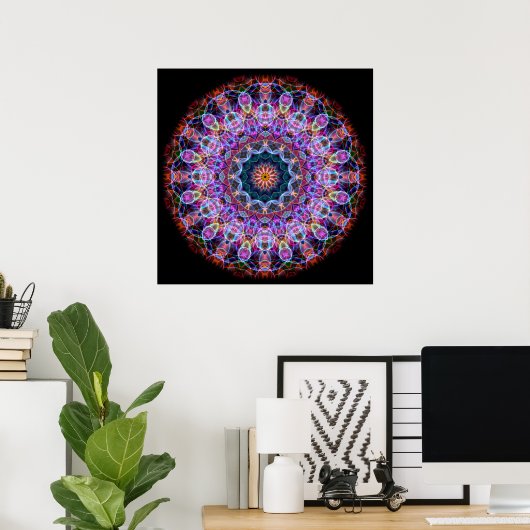 Paarse Lotus kaleidoscoop Poster (Thuiskantoor)
