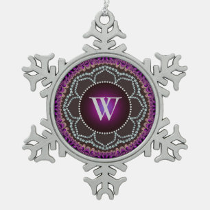 Paarse Lotus Kant Mandala Monogram Tin Ornament