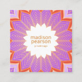 Paarse Lotus Mandala Flower Yoga Teacher Vierkante Visitekaartje (Voorkant)