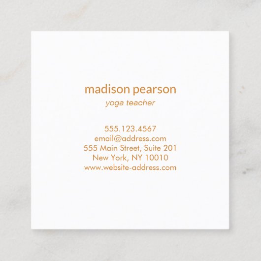 Paarse Lotus Mandala Flower Yoga Teacher Vierkante Visitekaartje (Achterkant)