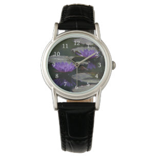 Paarse Lotus Waterlilies Watch Horloge