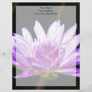Paarse Lotus Waterlily Flower Gepersonaliseerd Briefhoofd