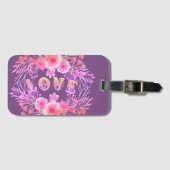 Paarse LOVE in Waterverf bloemen Bagagelabel (Voorkant (horizontaal))
