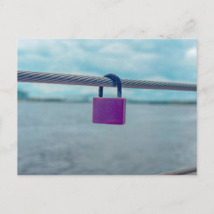 Paarse Love Lock op Southbank Riverwalk Briefkaart