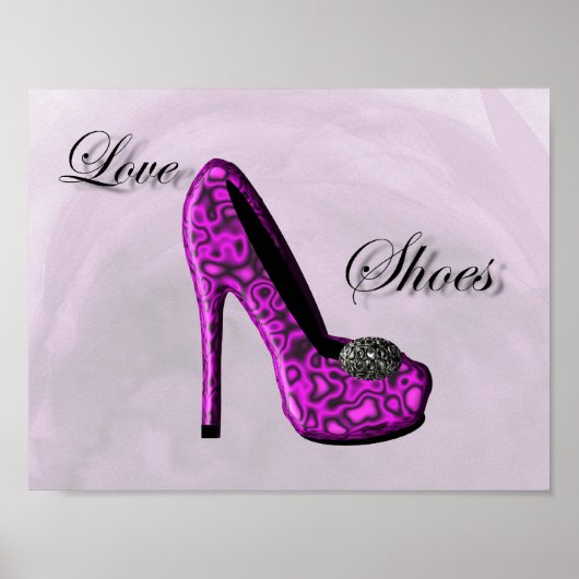 Paarse Love Shoes Stiletto Mode Poster (Voorkant)