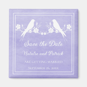 Paarse Lovebird Floral Save the Date Magnet Magneet