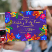 Paarse Luau Verjaardagsfeest Uitnodiging