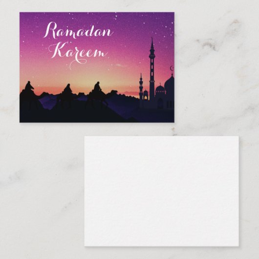 Paarse lucht in de nacht Eid Mubarak Kaart Notitiekaartje (Voorkant / Achterkant)