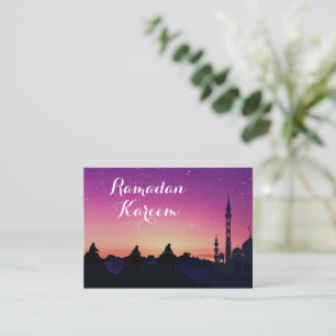 Paarse lucht in de nacht Eid Mubarak Kaart Notitiekaartje