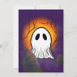 Paarse lucht oranje maan geest op de begraafplaats kaart