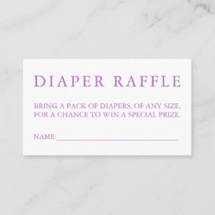Paarse luier Raffle Kaart Visitekaartje