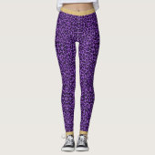 Paarse luipaard Afdrukken Gold Glitter Chic Leggings (Voorkant)
