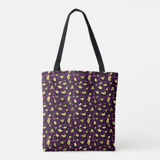 Paarse luipaard/cheetah dierlijke canvas tas (Achterkant)
