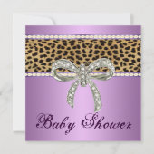 Paarse luipaard Diamond Bow Baby shower Uitnodigin Kaart (Voorkant)