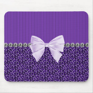 Paarse luipaard met elegante boogfaux-diamant muismat