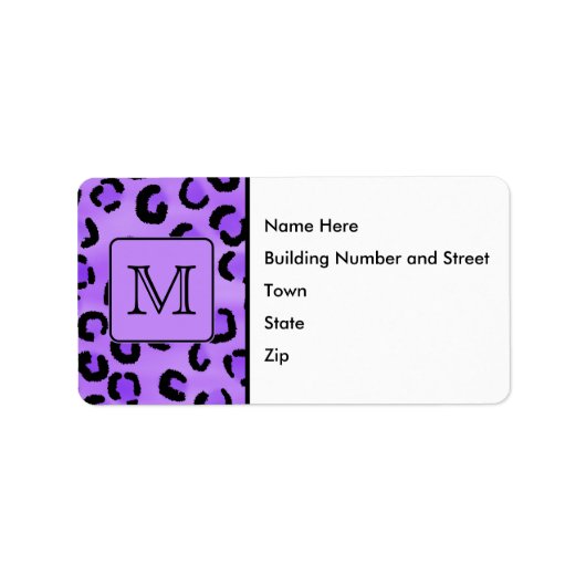 Paarse luipaard print aangepast monogram. etiket (Voorkant)