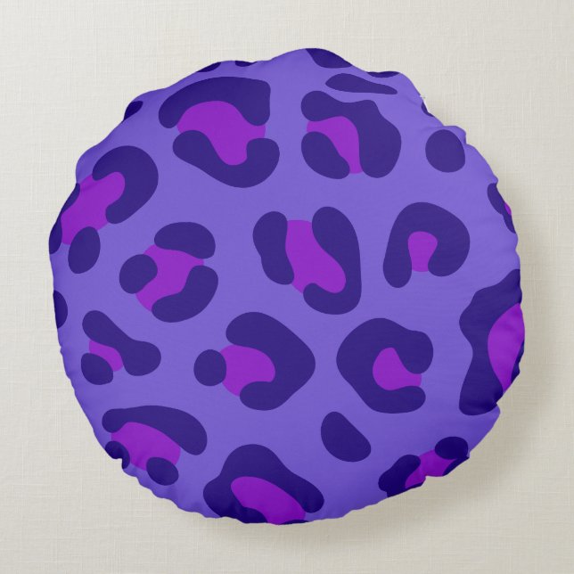 "Paarse luipaard" Rond Kussen (Achterkant)