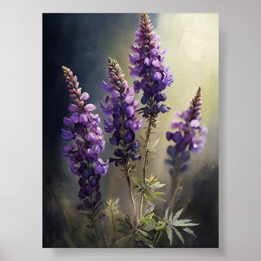 Paarse Lupine Flower Art Print Poster (Voorkant)