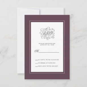 Paarse Luxe Elegante Trouw Chic Envelop RSVP Kaartje