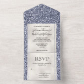 Paarse Luxe Glitter Pearl White All In One Uitnodiging (Binnen)